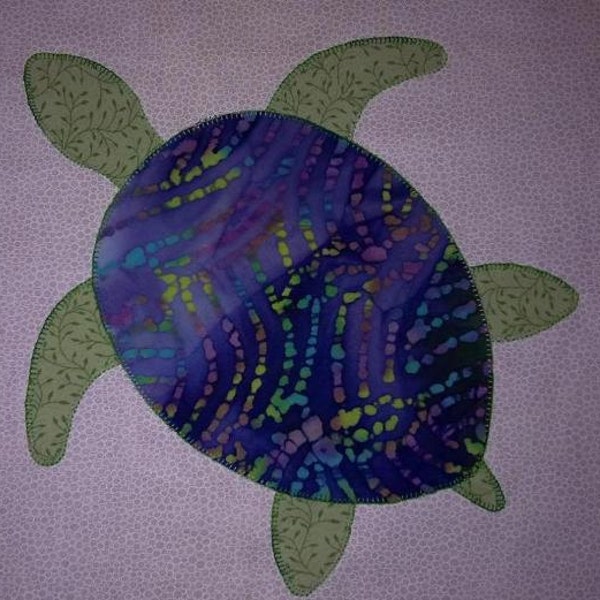 Sea Turtle Applique Quilt Block - PDF Pattern