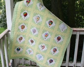 Hot Air Balloon baby crib quilt PDF pattern - Balloons in the Park by ShannonMac Designs