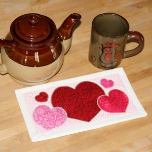 Cup-o-Love Mug Rug - PDF Pattern quilt applique