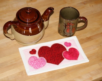 Cup-o-Love Mug Rug - PDF Pattern quilt applique