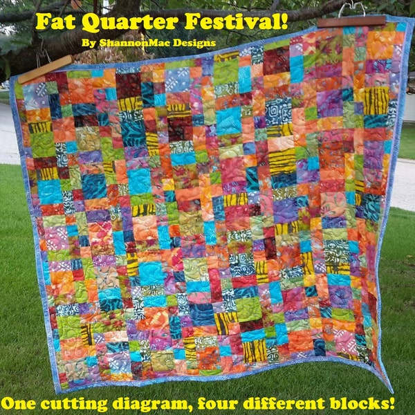 Fat Quarter Festival PDF Quilt Pattern in multiple sizes by ShannonMac Designs