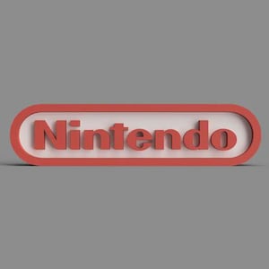 Nintendo Logo Shelf Art – Red & White – 3D Printed