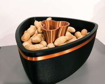 3D-geprinte pistachekom met verborgen bakje voor de schelpen, moderne snackkom
