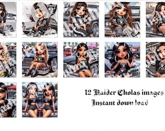 Chibi Raider Cholas - 12 images clipart numériques à télécharger