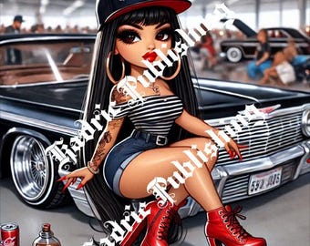 Illustrations artistiques de Chibi Chola, salon de l'automobile .png (300 dpi)