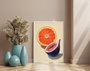 Vintage Fig Art - Fig Plant & Tropical Fruit Market Decor - Retro Fruit Poster for Kitchen and Dining Room - Downloadable Print