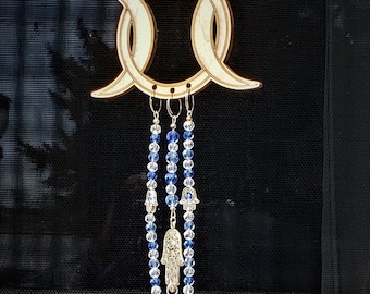 Suncatcher -Laser Cut Triple Moon & Crystal