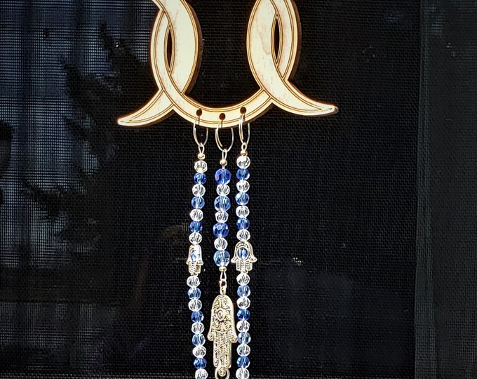 Suncatcher -Laser Cut Triple Moon & Crystal