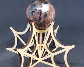 Sphere Stand - Laser Cut Wooden Interlocking Spider Web