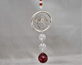 Suncatcher Crystal Dragon, red, Root Chakra