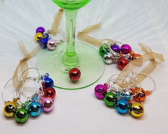 Wine Glass Charms/Markers - Holiday, Jingle Bells