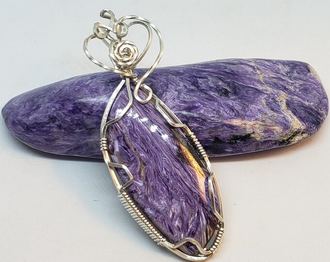 Wire Wrapped Charoite Pendant