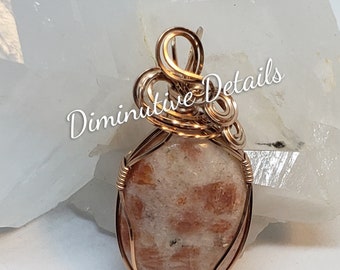Rose Gold-Filled Wire Wrapped Sunstone Pendant