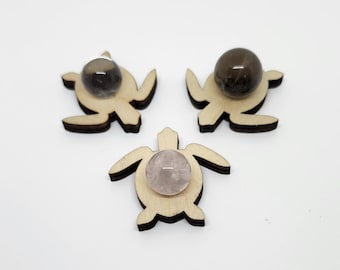 Mini Turtle Sphere Stand with mini sphere - Wood laser cut