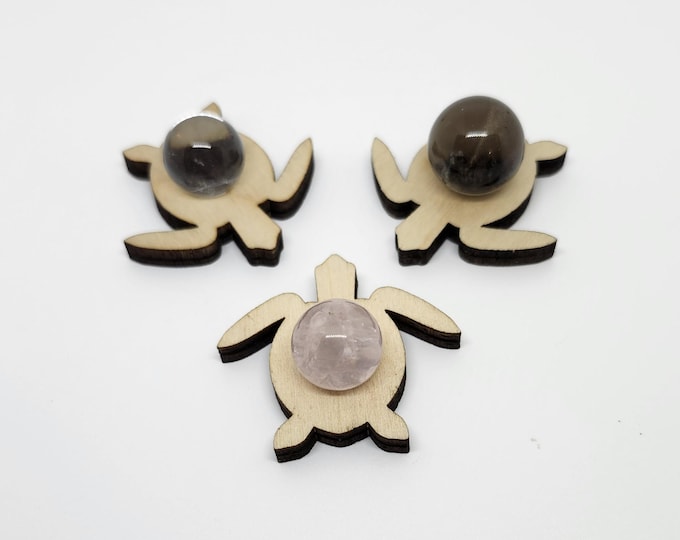 Mini Turtle Sphere Stand with mini sphere - Wood laser cut