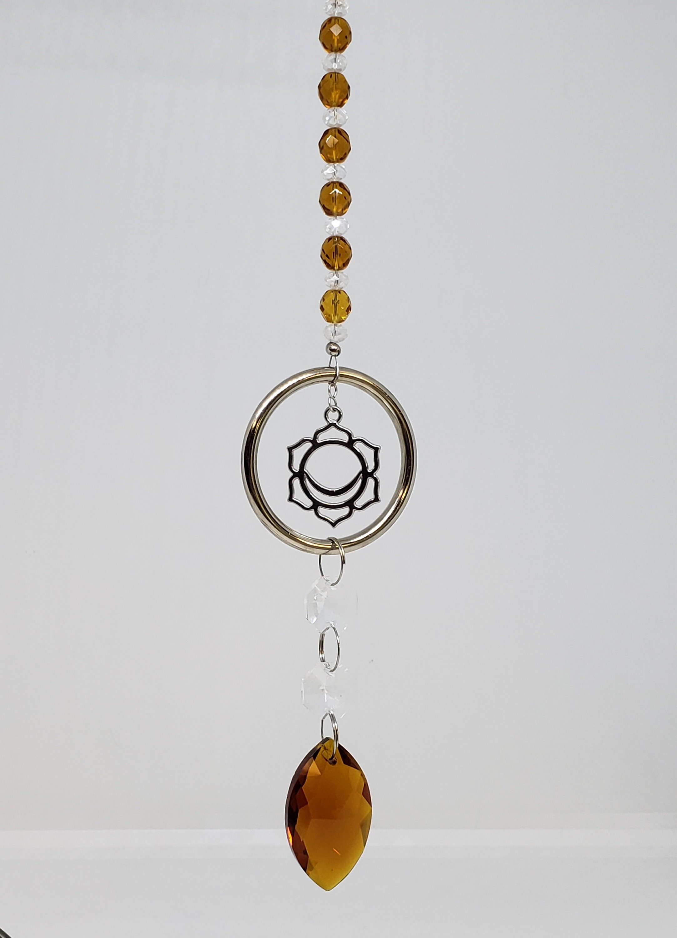 Suncatcher Crystal Orange Sacral Chakra, Sanskrit Chakra Symbol