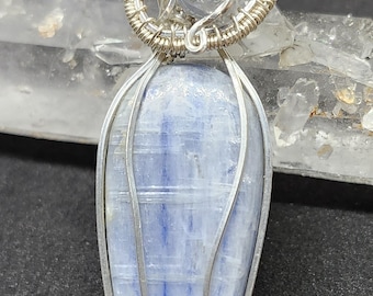 Blue Kyanite Pendant Wire Wrapped