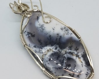 Dedrite Agate Wire Wrapped Pendant