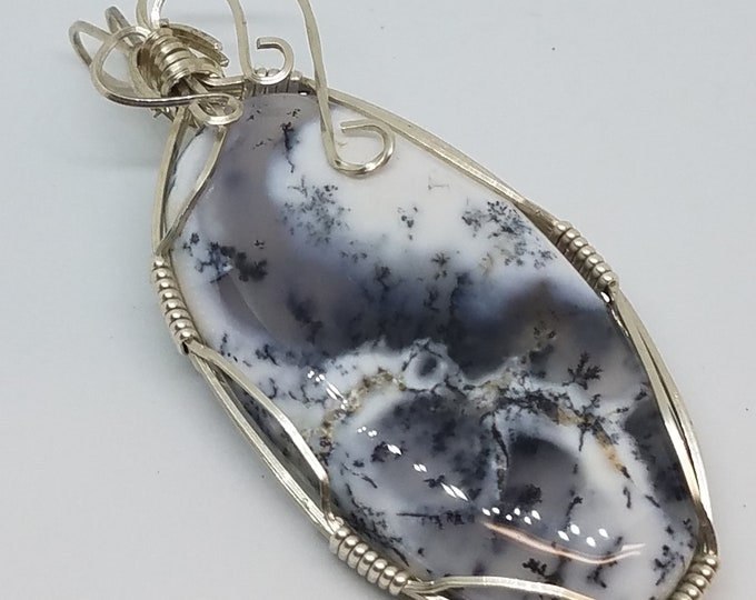 Dedrite Agate Wire Wrapped Pendant