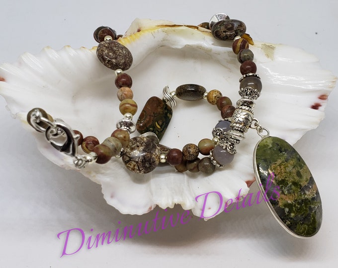 Rhyolite - Rain Forest Jasper Beaded Necklace - N276