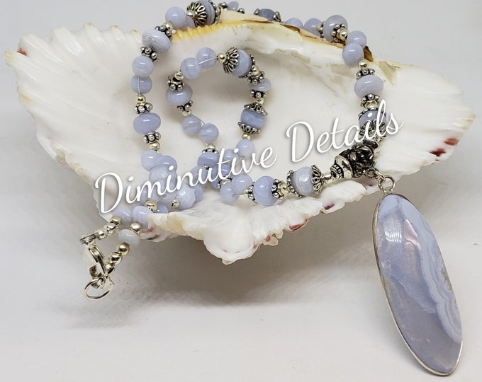 Blue Lace Agate Necklace - N279