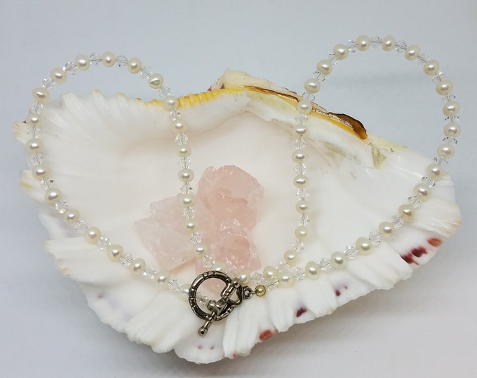 Bridal Necklace Pearl and Crystal BD078