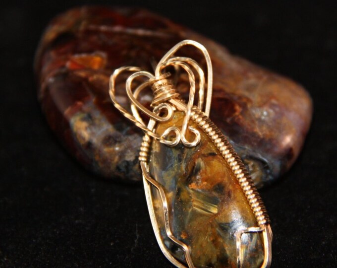 Pietersite wire wrapped pendant - P009
