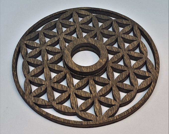 Sphere Stand - Laser Cut - Wood, Flower of Life