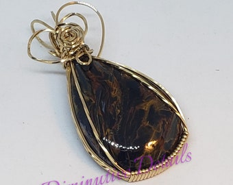 Pietersite wire wrapped pendant - P0100