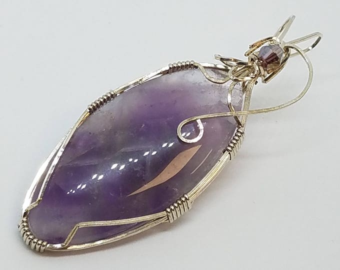 Argentium wire wrapped Amethyst pendant - P001