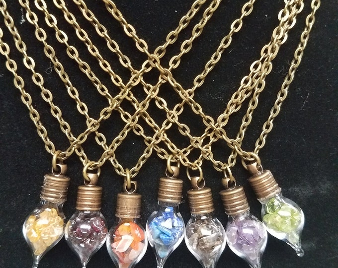 Charka Necklace, Gemstone Chip Vials