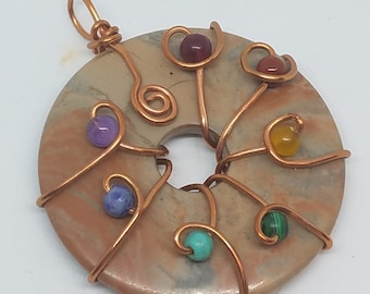 7 chakra doughnut pendant - P162