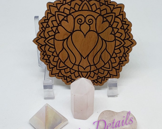 Valentines Day Set - Heart Mandala - - Laser Engraved