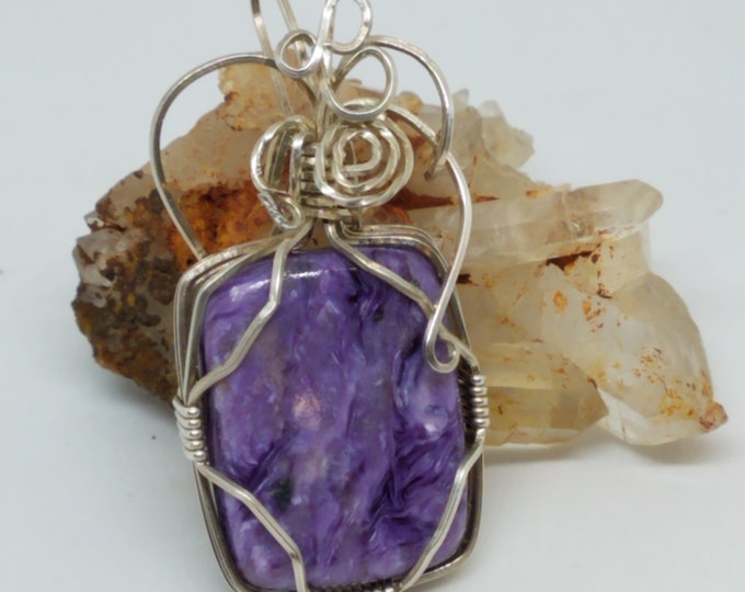 Wire Wrapped Charoite Pendant - P7741
