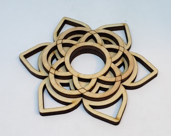 Sphere Stand - Wood laser cut - Sacred Mandala