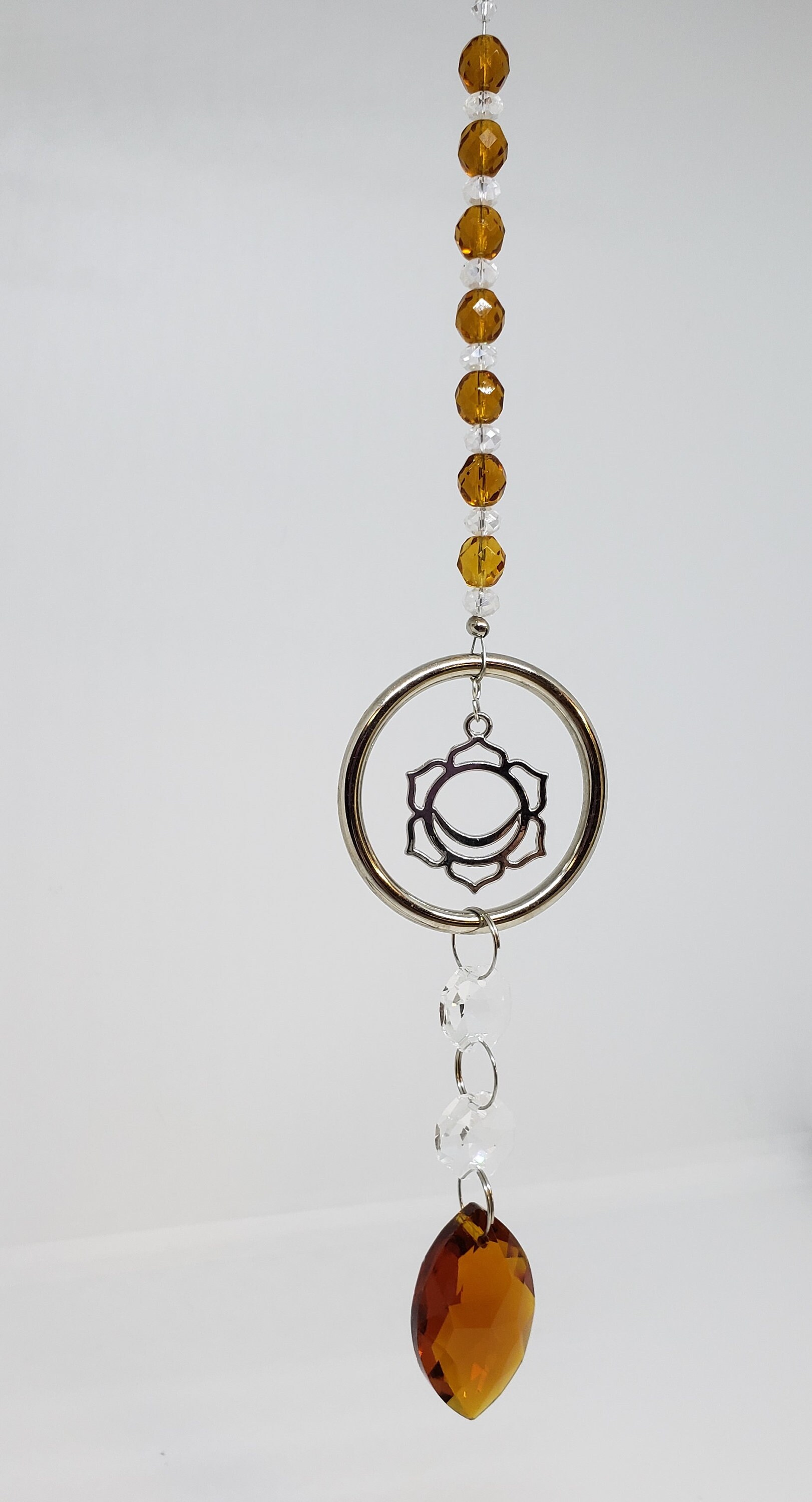 Suncatcher Crystal Orange Sacral Chakra, Sanskrit Chakra Symbol
