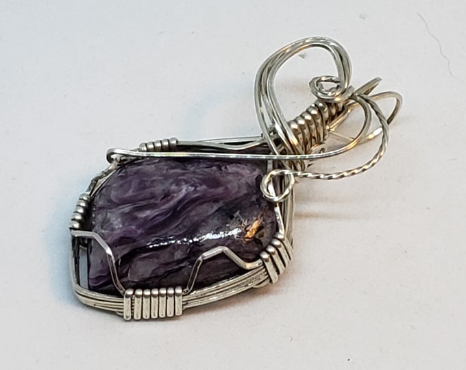 Wire Wrapped Charoite Pendant - P0081