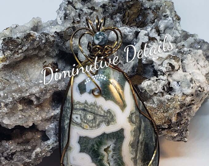 Ocean jasper wire wrapped pendant