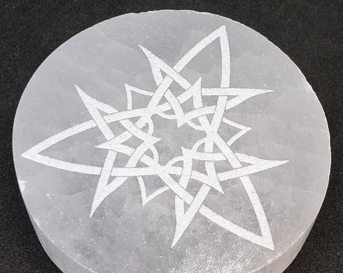 Selenite Charging Plate - Laser Engraved - Celtic