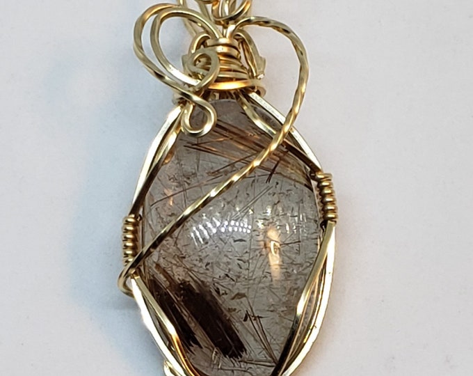 Rutilated Quartz Pendant - Wire Wrapped - Gold filled