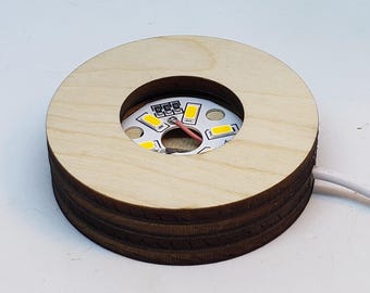 Lighted Round Sphere Stand - Wooden laser cut