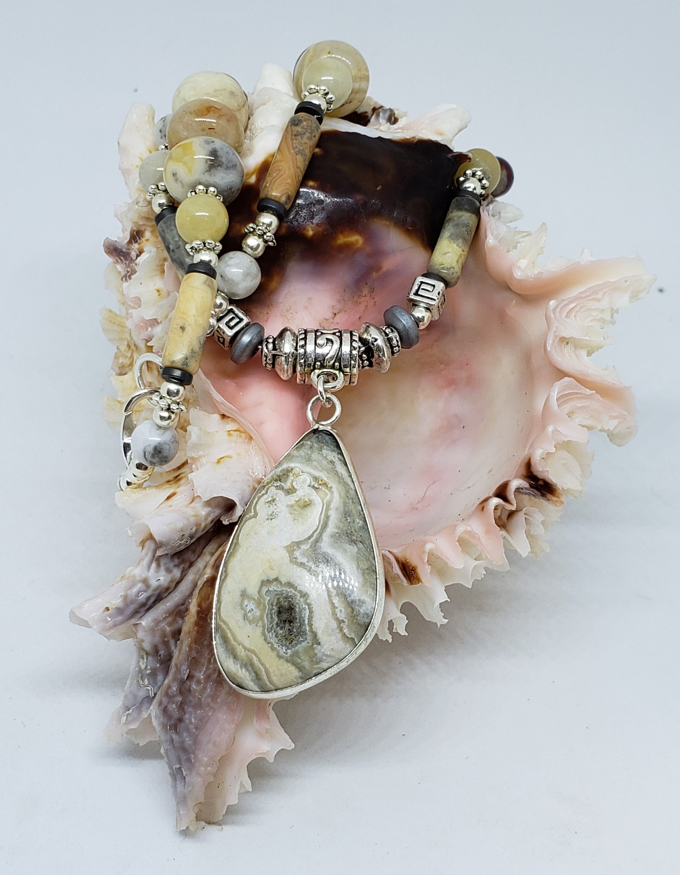 Crazy Lace Agate Necklace - N278