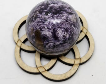 Sphere stand - laser cut wooden flower
