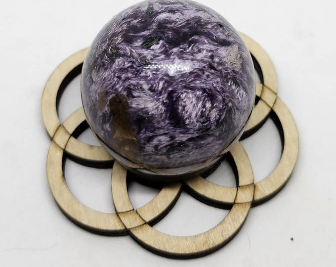 Sphere stand - laser cut wooden flower