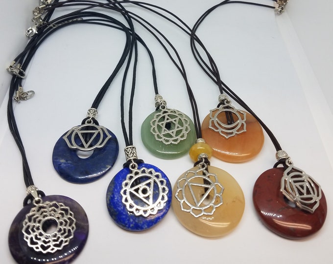 Chakra Gemstone, Sankrit Symbol Necklace