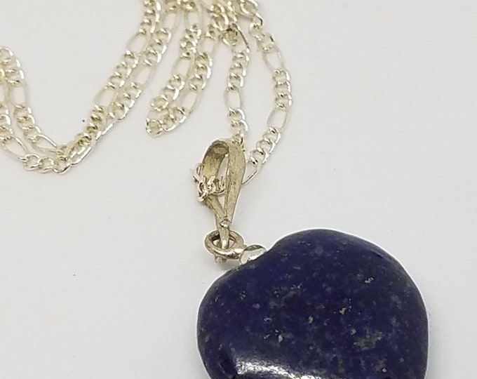 Lapis Gemstone Heart Necklace - Valentine's Gift