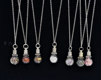 Gemstone chip Necklace - Glass Bottle