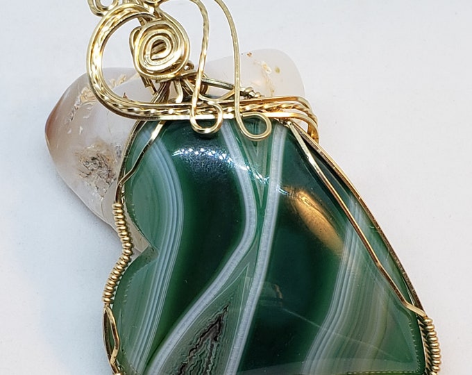 Agate Pendant - wire wrapped, gold filled