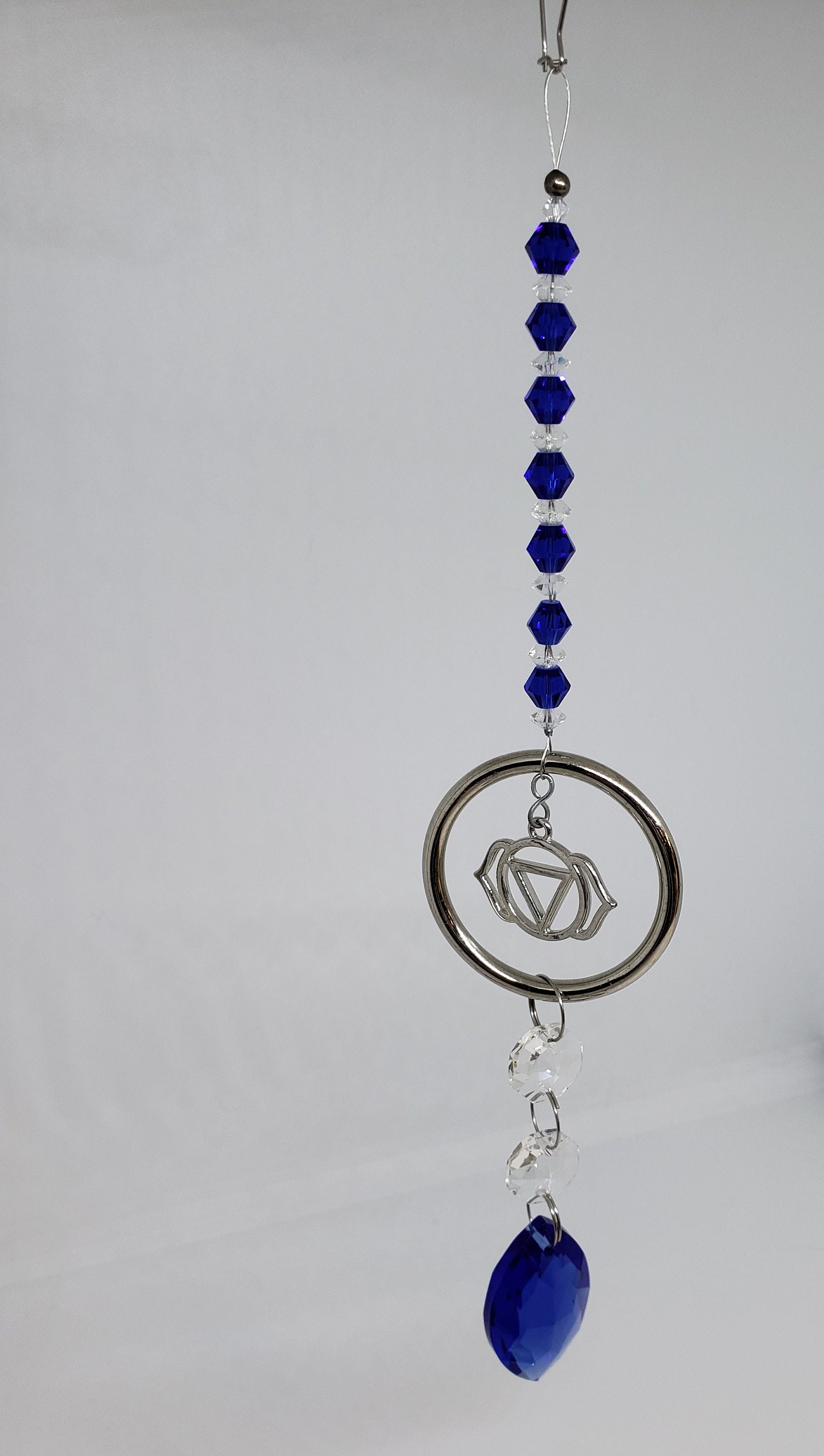 Suncatcher Crystal Indigo Third Eye Chakra, Sanskrit Chakra Symbol