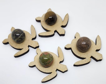 Turtle Sphere Stand with 20mm Sphere - Wood laser cut